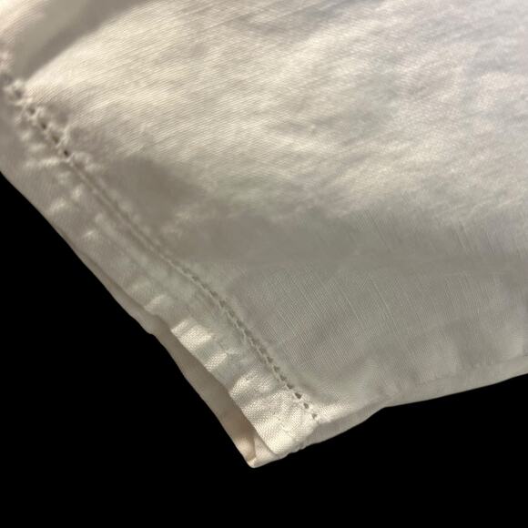 Saint Tropez West 100% Linen Size Med White Tunic Crochet V Neck Boho Chic Beach - Picture 6 of 10